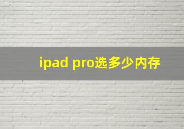 ipad pro选多少内存